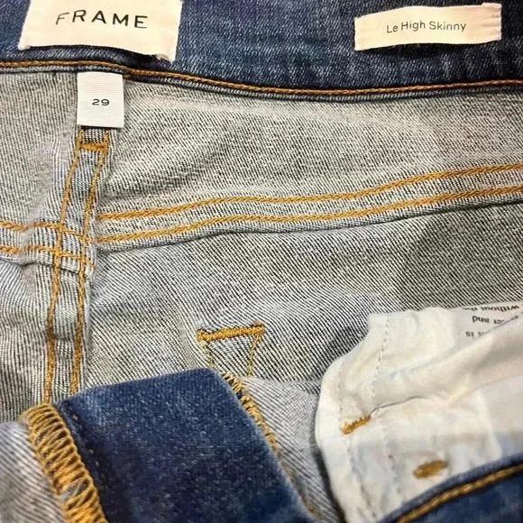 Frame Denim Le High Skinny Size 29 Poe Medium Wash Mid Rise Stretch Casual Crop - Picture 7 of 12